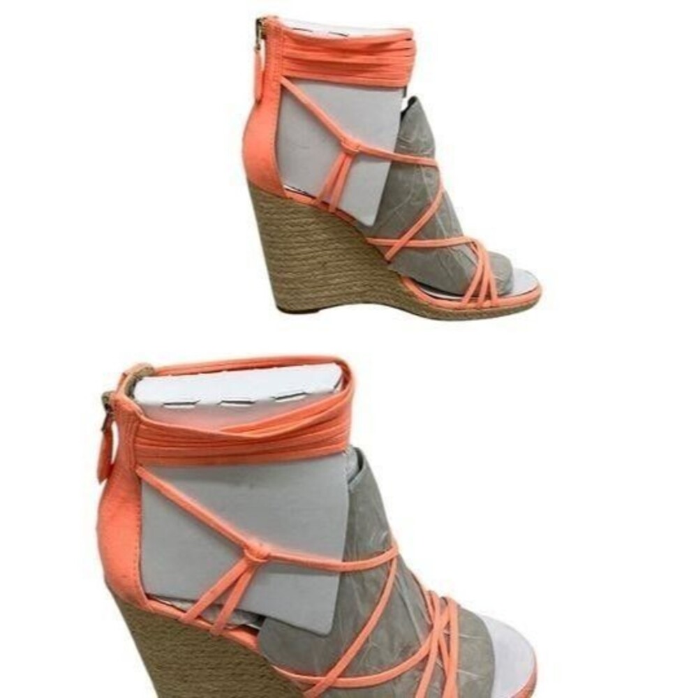 JLO By Jennifer Lopez Callie Women's Coral Espadrille Wedge Sandals New Size 7.5